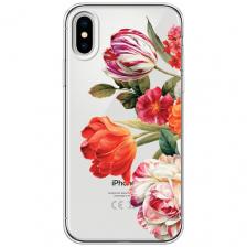 Чехол на Apple iPhone X / Айфон X с принтом Весенний букет, прозрачный