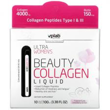 Vplab Ultra Womens Beauty Collagen Liquid Tropical Fruits Strawberry & Kiwi 4 000 mg 10 Liquid Tubes