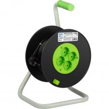 Удлинитель силовой на пластиковой катушке RP4500-2x1.5 без заземления, 4 розетки, ПВС 2х1.5мм2, 50м. Мощность 16А/3500Вт. Используется для работы на строительных площадках или дачных участках. Удобен при работе с приборами находящимися удаленно от стационарной розетки. Например, газонокосилки, электрические, пилы, триммеры или электродрели. Рама катушки сделана из высокопрочной стали, а пластиковой корпус катушки выполнен с применением негорючих добавок.