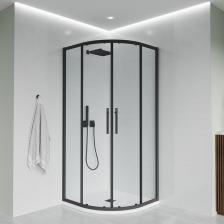 Душевой уголок Veconi Evo 200 B 100х100 см, профиль матовый черный, стекло прозрачное