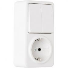 Розетка с двухклавишным выключателем Arte Milano am-310 310.53-1.white
