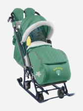 Санки-коляска комбинированная Nika"Ника детям 7-7" НД7-7 в джинсовом стиле зеленый, Зеленый