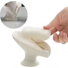 Мыльница керамическая со сливом белая