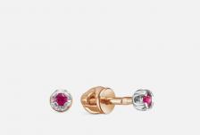Пусеты золотые Рубин 2 шт VESNA JEWELRY