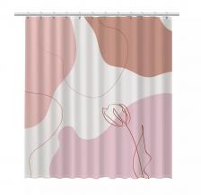 Шторка для ванны Fixsen Design Cream 180х200 розовая с рисунком