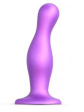 Рельефный фаллоимитатор Strap-On-Me Dildo Plug изогнутый, 16,5 см, фиолетовый металлик