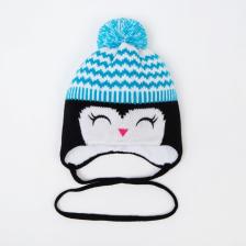 Шапка для девочки, размер 48-50 (2-3 года), чёрная, голубая