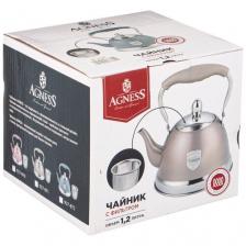 Чайник с фильтром, 1,2 л c индукц. капсульным дном серый Agness (161198)