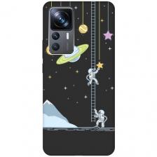Матовый Soft Touch силиконовый чехол на Xiaomi 12T, 12T Pro, Сяоми 12Т, 12Т Про с 3D принтом "Ladder into Space" черный