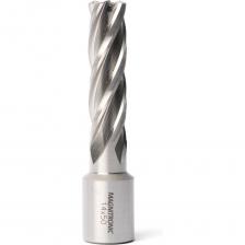 Корончатое сверло из быстрорежущей стали (HSS) предназначено для высокопроизводительного сверления глубоких и точных отверстий большого диаметра в листовом металле, трубах и других заготовках. Оснащено хвостовиком Weldon 19 для надежного крепления и эффективной передачи крутящего момента на магнитных сверлильных станках.Высокая производительность: быстрое и эффективное удаление материала по сравнению со спиральными сверлами.Чистота реза: обеспечивает чистые и точные отверстия с минимальными заусенцами.Универсальность: предназначено для сверления большинства видов черных и цветных металлов и их сплавов (сталь, алюминий, медь и др.).Надежное крепление: хвостовик Weldon 19 предотвращает проскальзывание в патроне под высокой нагрузкой.Область применения:Металлообработка и машиностроениеПроизводство металлоконструкцийМонтажные и ремонтные работы с использованием магнитных сверлильных станков.Внимание: сверление с подачей СОЖ! Штифт-выталкиватель поставляется отдельно.