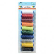 Gamma Набор швейных нитей №08 40/2 200 ярдов, №40183 м, 10 шт., разноцветный
