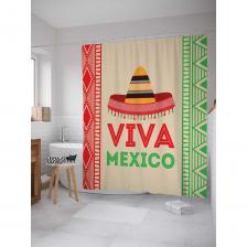 Шторка-занавеска для ванной Штора (занавеска) для ванной JoyArty "Вива Мексика" из сатена, 180х200 см с крючками, sc_6547
