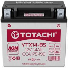 Аккумулятор TOTACHI AGM 14A/h 12V 150х87х148 YTX14-BS сухозаряженный