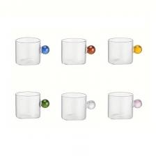 YWDL 6 шт. чашки для эспрессо с шариковой ручкой, мини-кофейные чашки, термостойкая чайная чашка, стеклянная кружка для питья, посуда для напитков 100 мл/3,38 унций