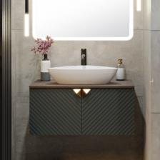 Тумба с раковиной Runo Андорра 85 графит, дуб коньячный, раковина Terzo 60