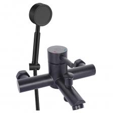 Смеситель для ванны ARGOtech Solid черный однорычажный с коротким изливом с лейкой (35-05 SOLID black)