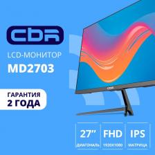 Cbr LCD Монитор 27" MD-2703 безрамочный, IPS, FHD 1920x1080, 144Гц, Динамики 2*3W, 1*DP/1*HDMI, внешний БП, FreeSync, черный, кабель HDMI 1.5м в комплекте [] [LCD-MD2703-OPC]