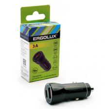 ERGOLUX ELX-CA01-C02 (Автомобильный адаптер 1USB+1Type C, 12В, 5V/3А, LED, Черный, Коробка), цена за 1 шт.