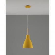 Подвесной светильник в стиле модерн с алюминиевым плафоном в желтом цвете, вставкой из дерева и лампой мощностью 60 Вт. Светильник Toni станет ярким акцентом в интерьере и добавит ему сочных красок. При монтаже светильника высоту можно отрегулировать.
