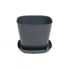 Кашпо Violet квадратное 9,8л с поддоном набор 3 шт серый N-3898/3-18