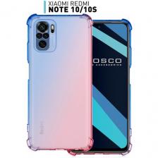 Противоударный силиконовый чехол Rosco на Xiaomi Redmi Note 10, Note 10S и Poco M5s (Сяоми Редми Ноут 10, 10с и Поко М5с), прозрачный сине-розовый