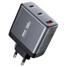 Сетевое зарядное устройство USB/Type-C Remax U2-ACC (100W, QC3.0, PD, 3 порта, GaN) Серебро