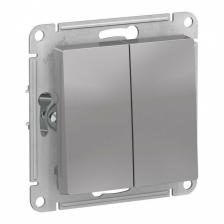 Выключатель двухклавишный Systeme Electric AtlasDesign Aqua IP44, алюминий