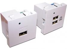 USB-устройства LANMASTER Модуль USB-зарядки, 2 порта, без шторки, 2.1A/5V, 45x45, белый [LAN-EZ45x45-2U/R2-WH]