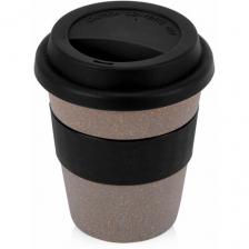 Стакан с силиконовой крышкой "Cafe", цвет серо-коричневый/черный