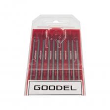 Торированные вольфрамовые электроды WT-20 (красный) - это вольфрамовые электроды легированные 2% оксида тория (торий — слабо радиоактивный редкоземельный элемент), который улучшает эмиссию электрода и начальный запуск дуги, а также увеличивает допустимый сварочный ток.Вольфрамовые электроды из сплава оксида тория применяются при сварке на постоянном токе (DC) нержавеющей стали, меди, никеля, титана и их сплавов больших толщин. В зависимости от поставленной задачи, можно поменять угол заточки электрода. Торированные электроды хорошо сохраняют свою форму при больших сварочных токах даже в тех случаях, когда чистый вольфрамовый электрод начинает плавиться с образованием на конце сферической поверхности.Важная и отличительная особенность тория — его слабая радиоактивность. Торий считается радиоактивным металлом, что делает вдыхание паров и пыли риском для здоровья сварщика, а утилизацию — риском для окружающей среды. В целях безопасности оборудовать места производства работ местной вентиляцией.