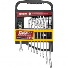 Набор ключей трещоточных Набор ключей Disen трещоточных с шарниром 9пр.(8,10,11,12,13,14,15,17,19мм),в пластиковом держателе DSD1513F(54349)