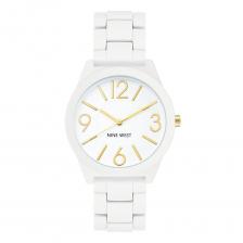 Женские белые часы Nine West с прорезиненными звеньями, белый