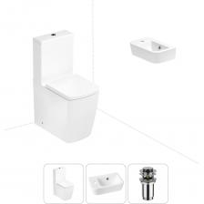 Комплексное предложение по специальной цене, включающее все необходимое для обустройства санузла / ванной комнаты. Элегантный вид напольного унитаза позволяет гармонично вписаться в интерьер современного санузла или ванной комнаты, наполняя его атмосферой роскоши и уюта. Санитарный фарфор Lavinia Boho имеет более твердую и гладкую поверхность, нежели сантехнический фаянс. Система антивсплеск увеличивает гигиеничность использования изделия и делает уборку более быстрой и простой. Компактная подвесная раковина Lavinia Boho One (370 х 245 х 100) — оптимально подходит для небольших ванных комнат или гостевых санузлов. Дизайнерская сантехника изготовлена в едином стиле: изделия прекрасно дополняют друг друга и формируют органичный тандем с латунными сифонами, донными клапанами, выпусками, угловыми вентилями и элегантными аксессуарами.