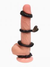 Кольцо эрекционное «Box A», набор 4 шт., гелевый силикон, черный