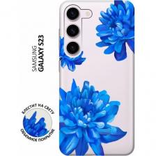 Силиконовый чехол на Samsung Galaxy S23, Самсунг С23 с 3D принтом "Amazing Asters" прозрачный