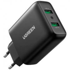 Зарядное устройство Ugreen CD161 (10216), USB-A QC 3.0, 36W, Fast Charger EU. Цвет: черный