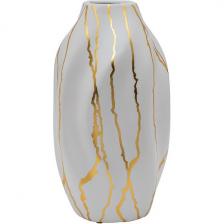 Ваза керамическая белая с золотым декором d15х28 см Garda Decor 18H3410