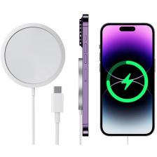Беспроводное зарядное устройство для iPhone 16 15 14 13 12 11 XS XR X / Магнитная зарядка MagSafe с Qi технологией / Магсейф для айфона 15W