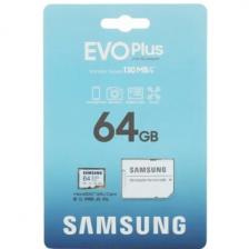Карта памяти Micro SDHC 64Gb Class 10 Samsung EVO Plus UHS-I EVO+ V2 (SD adapter)
