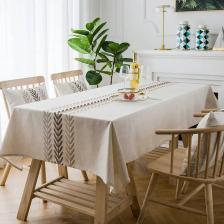 Скатерть из хлопка и льна в деревенском стиле, тяжелая скатерть с вышивкой для прямоугольника, водонепроницаемая крышка стола в фермерском доме с кисточками