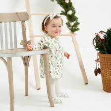 Платье - боди для девочки и повязка «Крошка Я» Christmas, рост 74-80 см, молочное