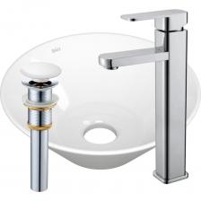 Комплект для ванной от BAUEDGE - современное и оригинальное решение для оснащения ванной комнаты. Раковина чаша накладная круглая BAU Dream D43, белая Раковина накладная устанавливается на столешницу, тумбочку или стол и в отличие от встраиваемой, не врезается в ее поверхность. Накладные раковины смотрятся очень оригинально и, при желании оборудовать ванную комнату в духе "Hi-tech", такой выбор будет беспроигрышным. Раковина выполнена из фарфора. Идеально подходит для накладных тумб арт BD1060 и BD1080! Чтобы не занимать место крупногабаритными конструкциями, стоит приобрести накладную раковину. Раковина BAU Hotel подходит для тумб со столешницей практически любых фирм, например: Roca, Cersanit, Triton, Акватон, Акванет, Aqwella, Grossman, Belbagno, Runo и многих других. Раковина изготовлена из санфарфора. Смеситель для раковины Fmark FS8111 предназначен для подачи горячей и холодной воды в ванных помещениях. Модель оснащена керамическим картриджем, обеспечивающим плавный ход рычага смесителя, контроль и точность при выборе напора и температуры воды. Изделие выполнено из нержавеющей стали, отличающейся прочностью, долговечностью и устойчивостью к перепадам температур. Выпуск для раковины BAU клик-клак, хром – это удобная система слива, долговечность и элегантный внешний вид водосливной арматуры. Выпуск для умывальника имеет элегантный внешний вид и хромированную крышку. Оттенок «хром» сочетается с большинством смесителей и с фурнитурой сантехники в ванной комнате.