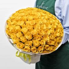 Букет живых цветов STUDIO FLORISTIC Букет желтых Роз Кения 40 см 101 шт «Сияние Души»