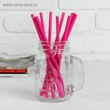 Трубочки для коктейля, набор 12 шт., ярко-розовая