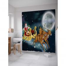 Шторка-занавеска для ванной Штора (занавеска) для ванной JoyArty "На оленях через космос" из сатена, 180х200 см с крючками, sc_20042