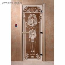 Дверь для бани и сауны «Египет», коробка 190x70 см, стеклянная, левая, прозрачная, цвет бронза