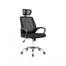 Современный эргономичный дизайн. Подлокотники закругленной формы обеспечивают удобство посадки. Высокий подголовник, с регулировкой угла наклона, создает максимум комфорта во время отдыха или разговора по телефону. Хромированная крестовина выглядит стильно и презентабельно. Прорезиненные колеса.