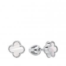 Серебряные серьги с перламутром и родированием