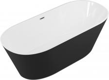 Акриловая ванна Grossman Forta GR-1503MB 170x75 см, отдельностоящая, черная, овальная, со сливом-переливом, с донным клапаном