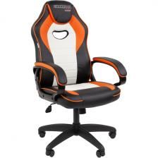 Кресло игровое с максимальной нагрузкой 120 кг Chairman Game 16 (экокожа/черный, оранжевый, белый) CHAIRMAN
